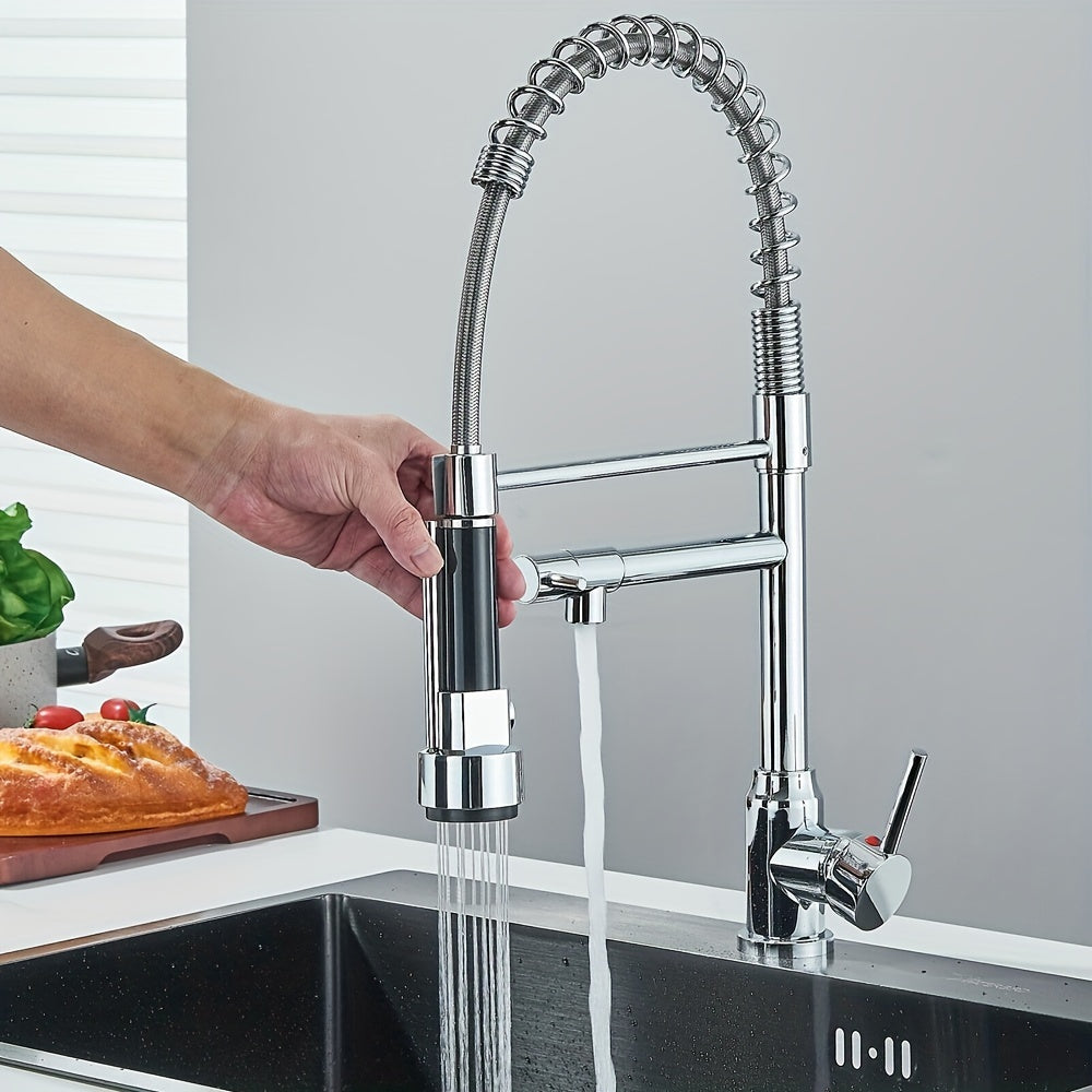 Modern High-Arc Single Handle Kitchen Faucet with Pull-Down Sprayer, 360°
