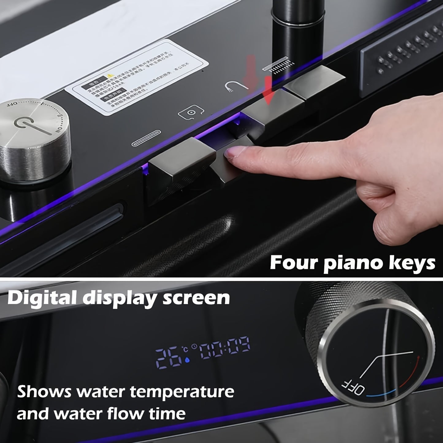 Digital Display Waterfall Sink Single Bowl Kitchen Sinks - Stainless Steel