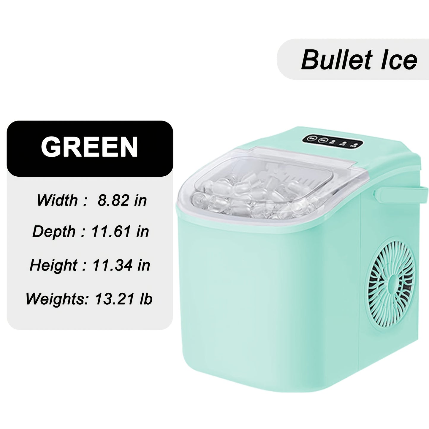 Desktop Ice Maker With A Handle Produces 26 Pounds Of Ice In 24 Hours And Can Make 9 Ice Cubes In 6 Minutes.
