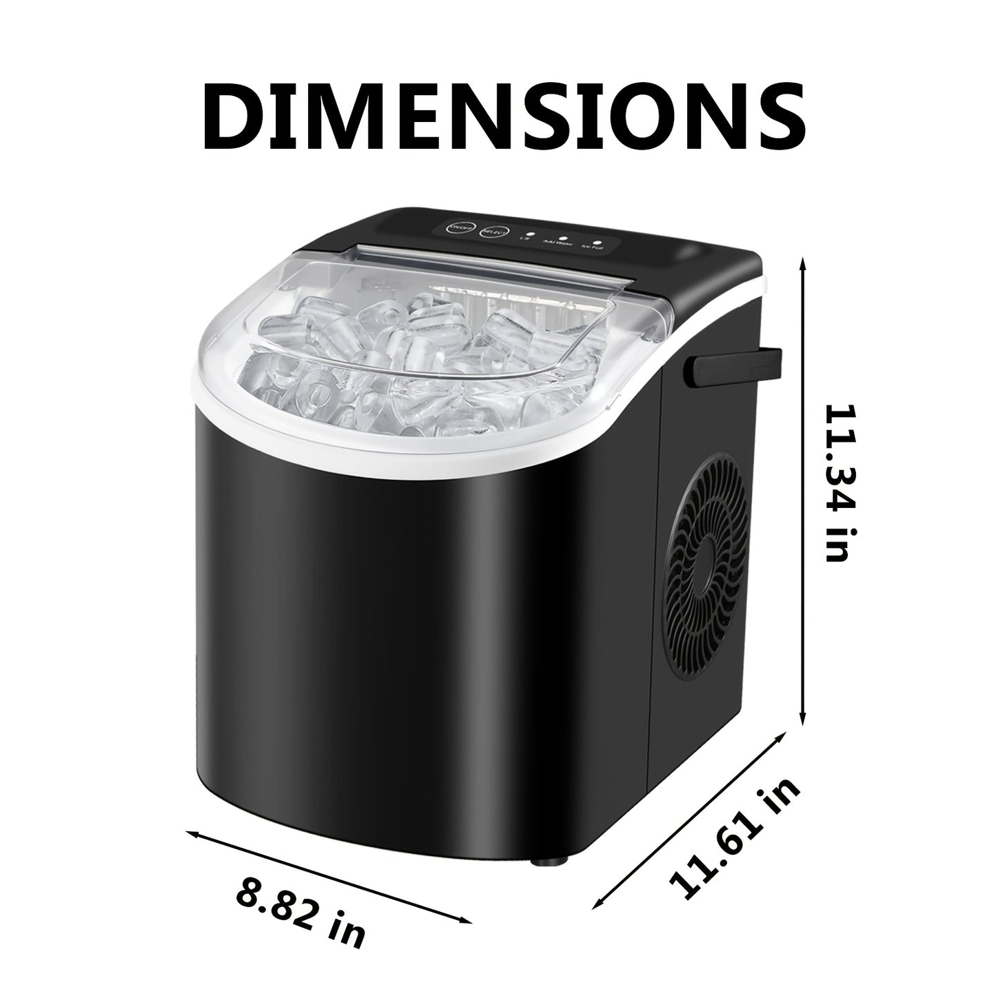 Desktop Ice Maker With A Handle Produces 26 Pounds Of Ice In 24 Hours And Can Make 9 Ice Cubes In 6 Minutes.