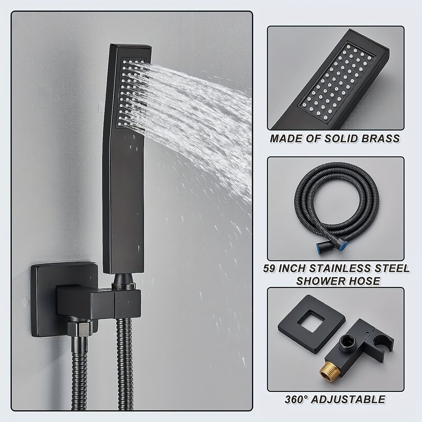 Shower Faucet Set, Copper Shower System with Rain Shower Head and Handheld, Wall Mount Oil Rubbed Finish,