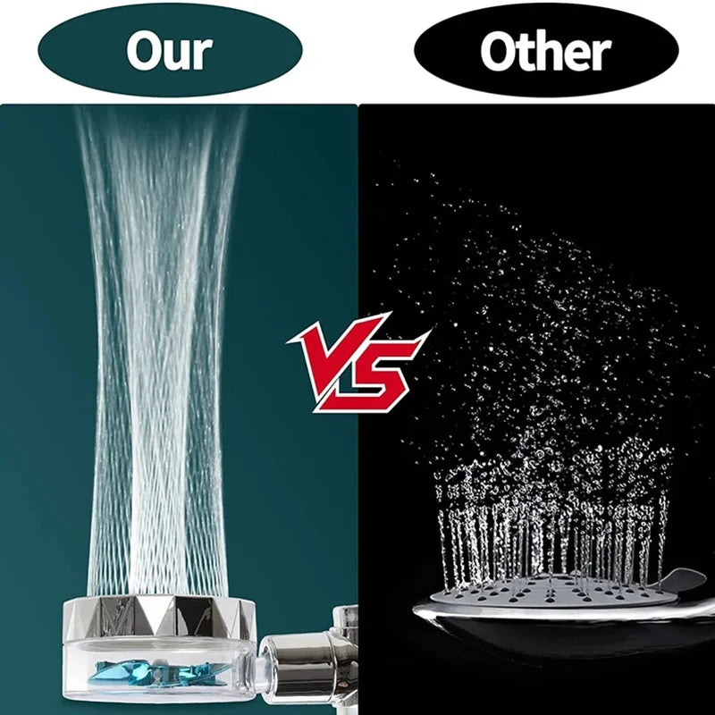 360 Degrees Rotation Turbo Fan Shower Head High Pressure Water Saving Spray