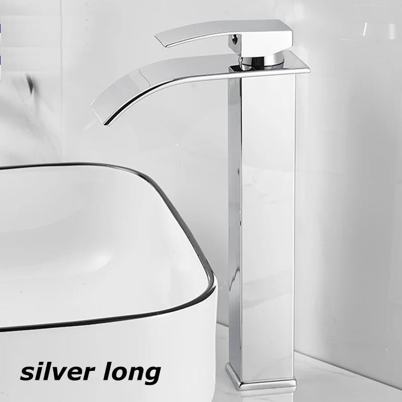 Bathroom Copper Core Waterfall Basin Faucet Stainless Steel Hot and Cold Dual Control Faucet