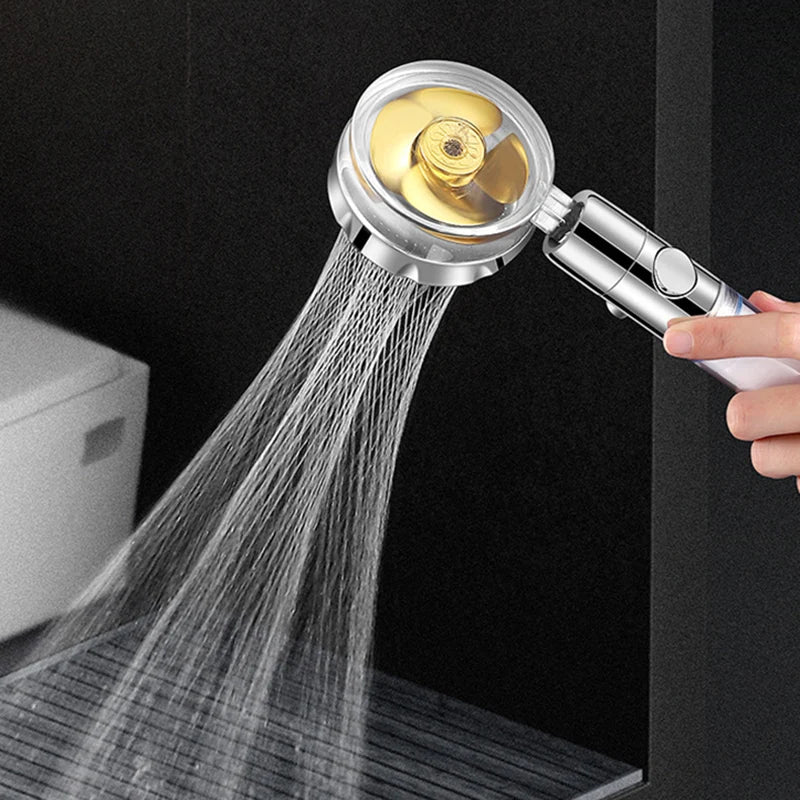 360 Degrees Rotation Turbo Fan Shower Head High Pressure Water Saving Spray