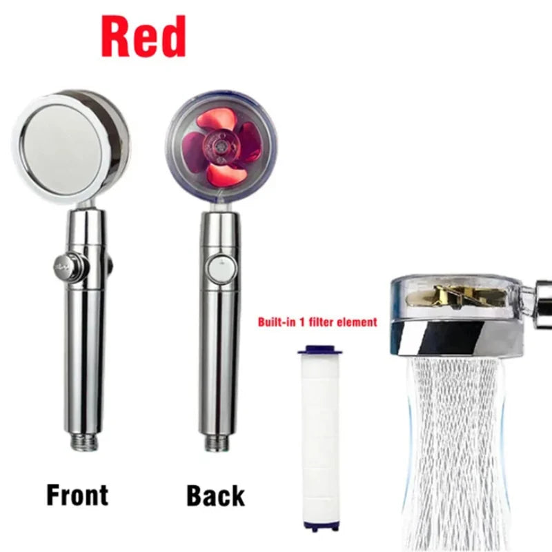 360 Degrees Rotation Turbo Fan Shower Head High Pressure Water Saving Spray