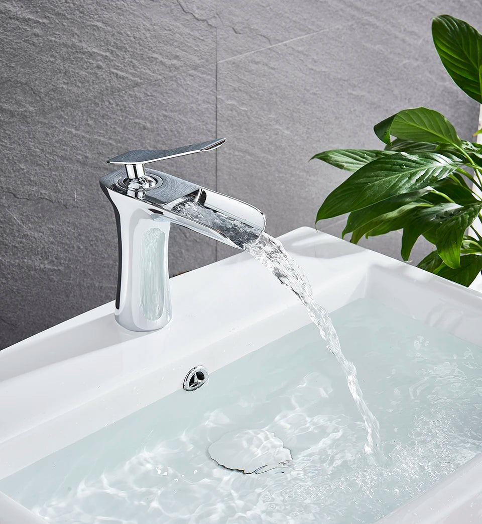 Basin Faucets Waterfall Bathroom Faucet Single handle Basin Mixer Tap  Antique Brass Faucet