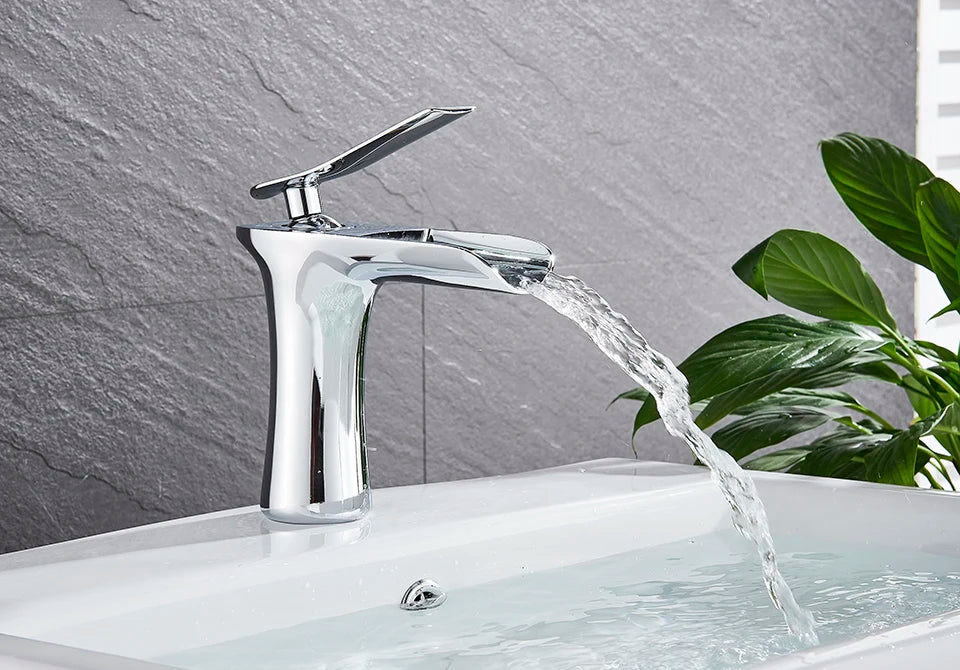 Basin Faucets Waterfall Bathroom Faucet Single handle Basin Mixer Tap  Antique Brass Faucet