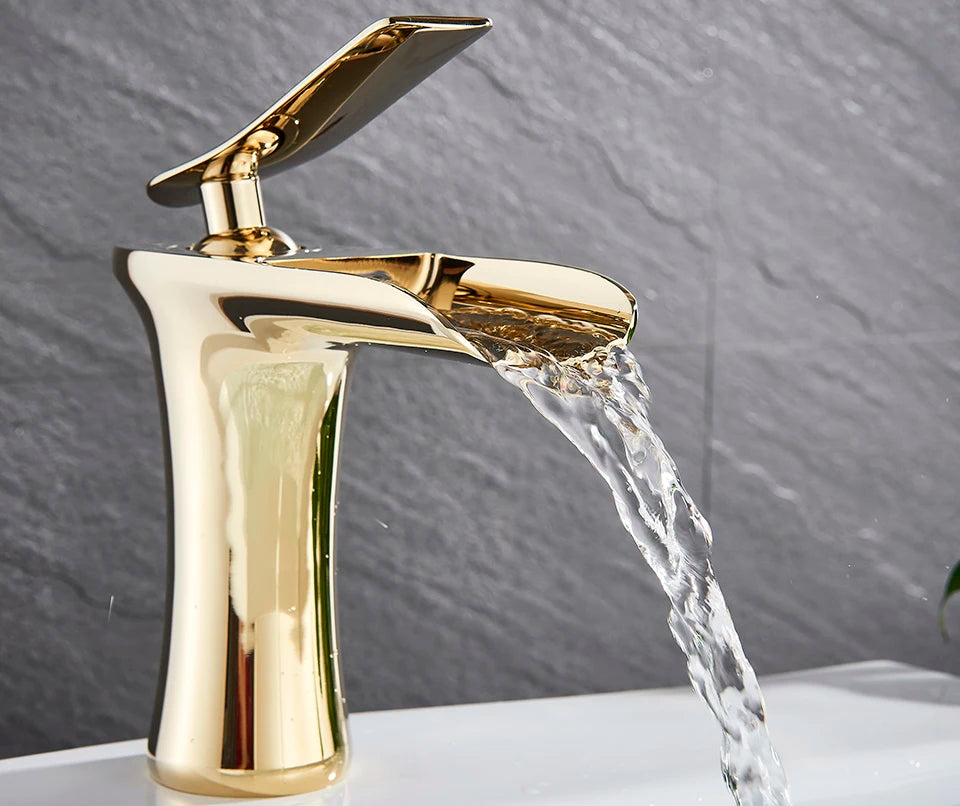 Basin Faucets Waterfall Bathroom Faucet Single handle Basin Mixer Tap  Antique Brass Faucet