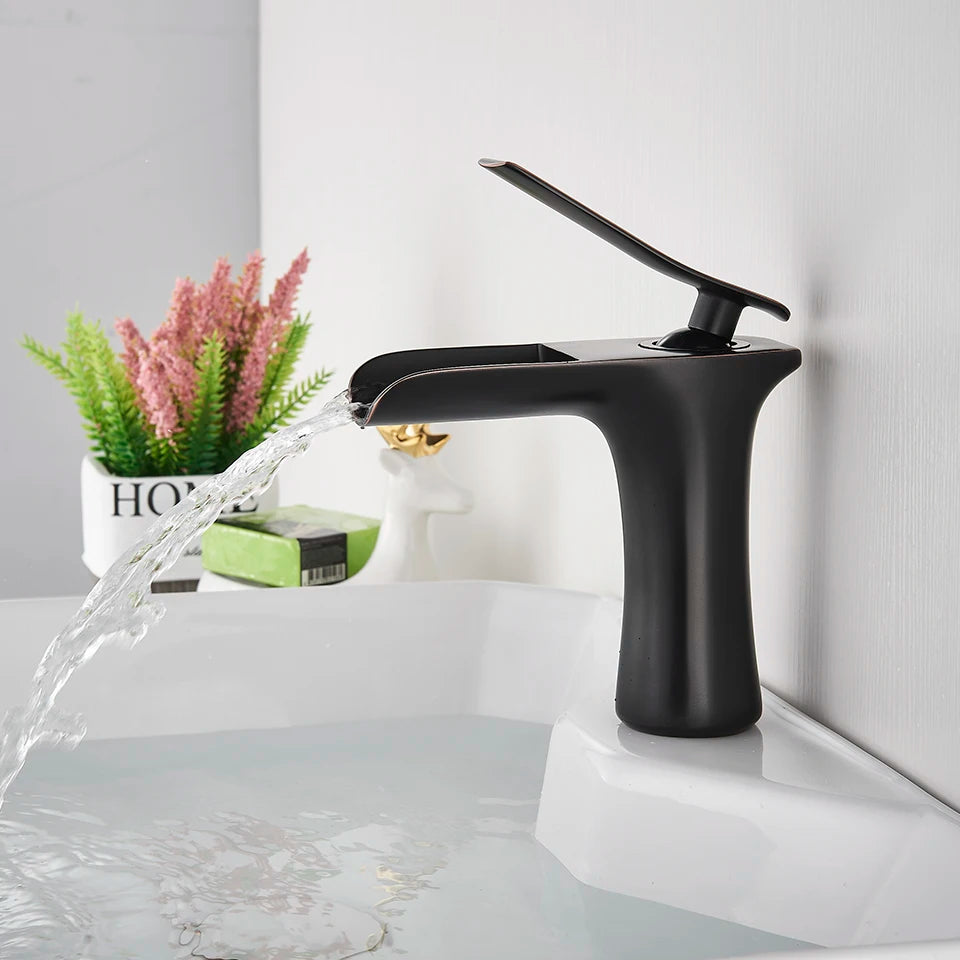 Basin Faucets Waterfall Bathroom Faucet Single handle Basin Mixer Tap  Antique Brass Faucet