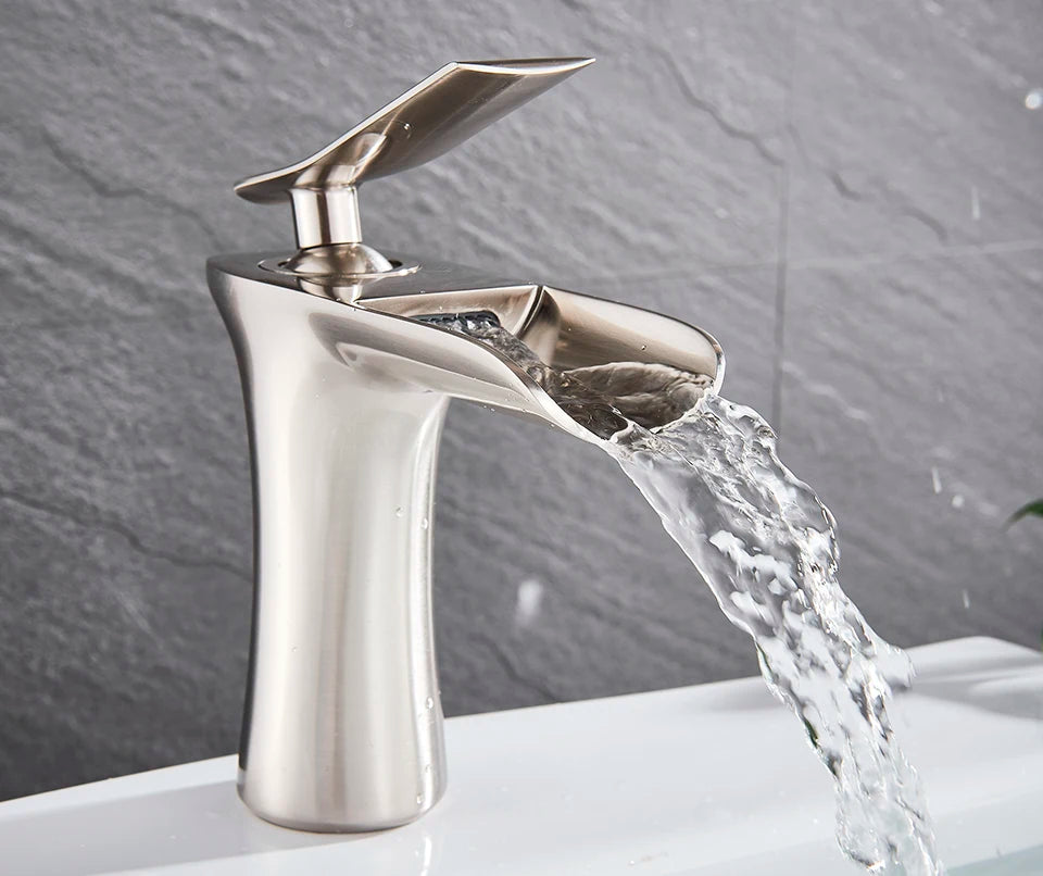 Basin Faucets Waterfall Bathroom Faucet Single handle Basin Mixer Tap  Antique Brass Faucet