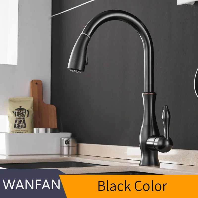 Gold Kitchen Faucets Silver Single Handle Pull Out Kitchen Tap Single Hole Water Mixer
