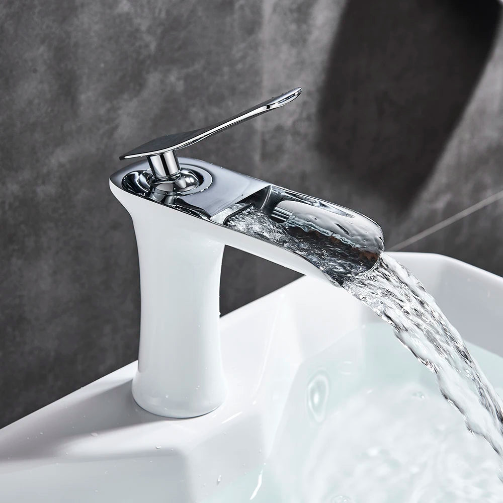 Basin Faucets Waterfall Bathroom Faucet Single handle Basin Mixer Tap  Antique Brass Faucet