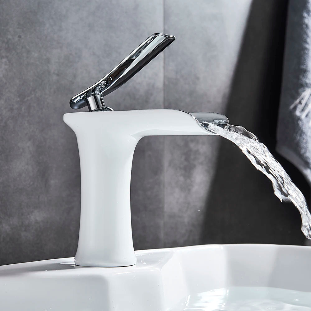 Basin Faucets Waterfall Bathroom Faucet Single handle Basin Mixer Tap  Antique Brass Faucet