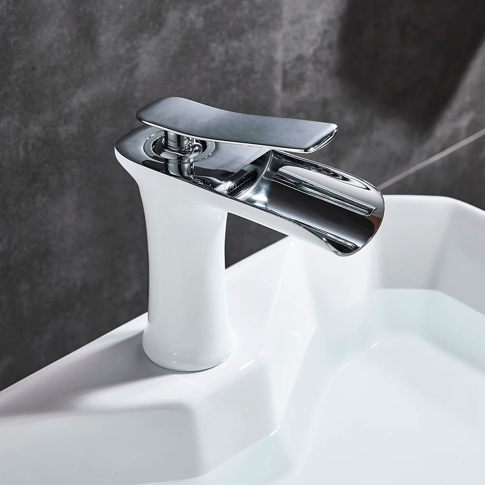 Basin Faucets Waterfall Bathroom Faucet Single handle Basin Mixer Tap  Antique Brass Faucet