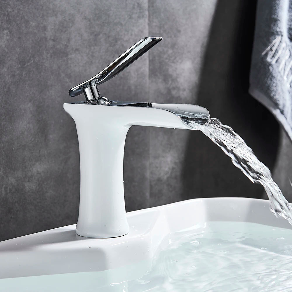Basin Faucets Waterfall Bathroom Faucet Single handle Basin Mixer Tap  Antique Brass Faucet