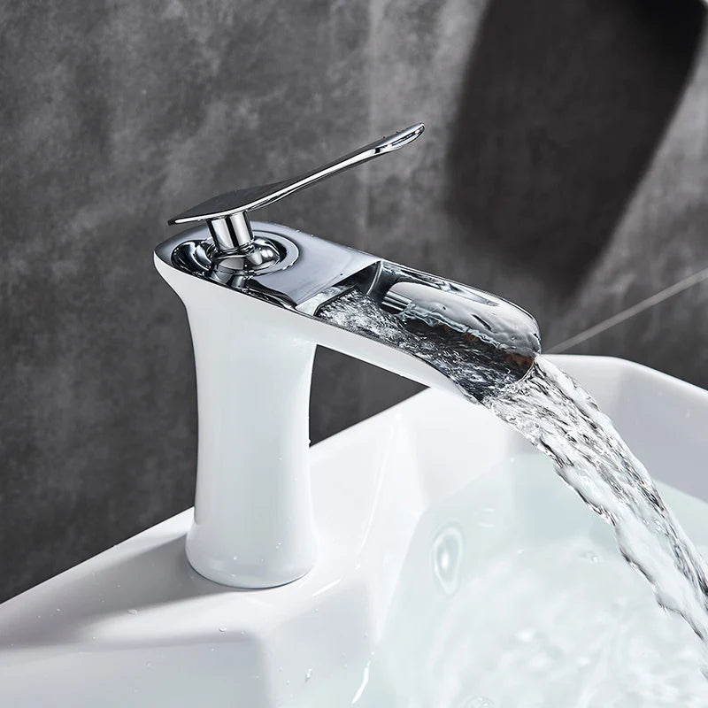 Basin Faucets Waterfall Bathroom Faucet Single handle Basin Mixer Tap  Antique Brass Faucet
