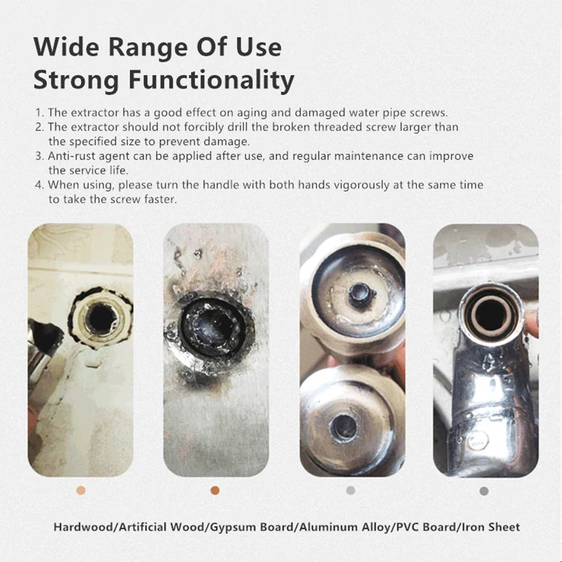 Double Head Wrench Faucet Valve Broken Screw Extractor Set Pipe Remover Damaged Wire Water Pipe Bolt Removal Plumbing Tools Set