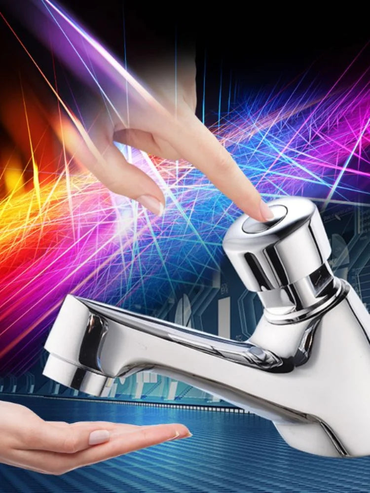 Basin Self Closing Water-saving Faucet Bathroom Basin Cold Water Faucet Delay Button Section Faucet