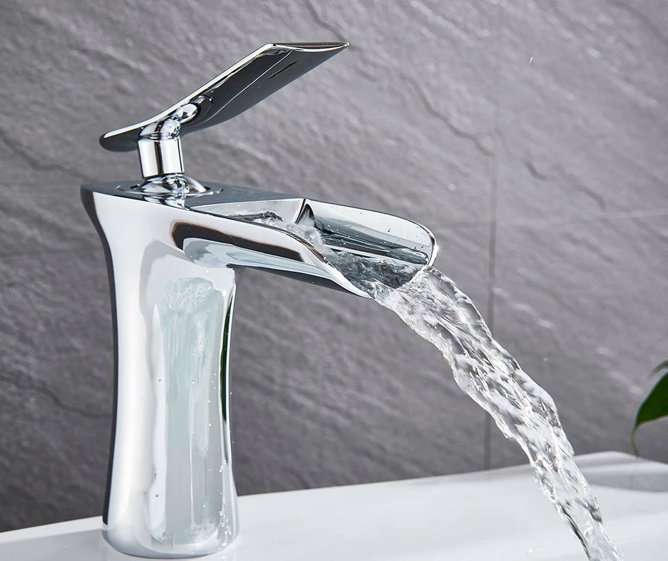 Basin Faucets Waterfall Bathroom Faucet Single handle Basin Mixer Tap  Antique Brass Faucet