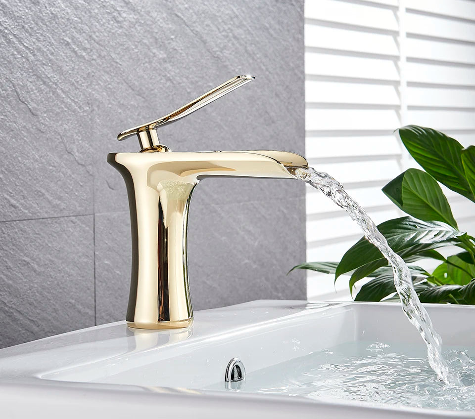 Basin Faucets Waterfall Bathroom Faucet Single handle Basin Mixer Tap  Antique Brass Faucet