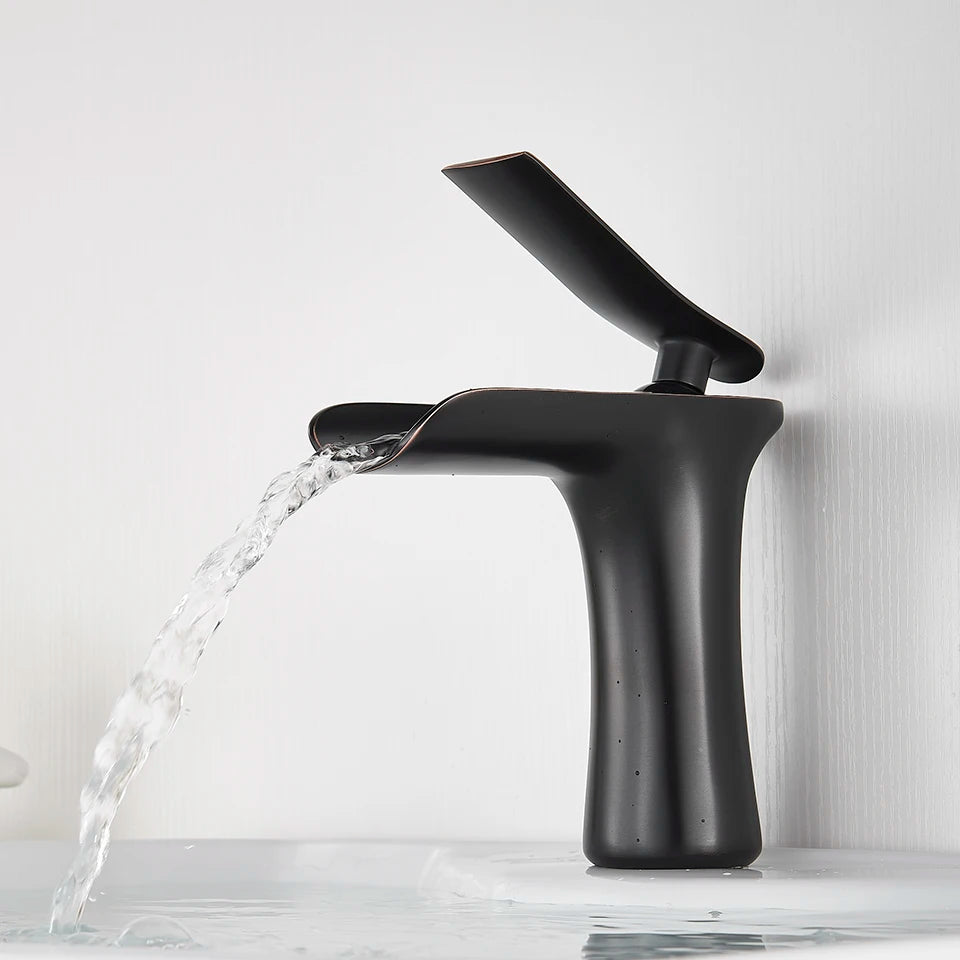 Basin Faucets Waterfall Bathroom Faucet Single handle Basin Mixer Tap  Antique Brass Faucet