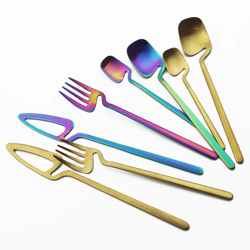 32pcs Black Matte Cutlery Set 304 Stainless Steel Dinnerware Set Knife Fork Spoon Dinner Set