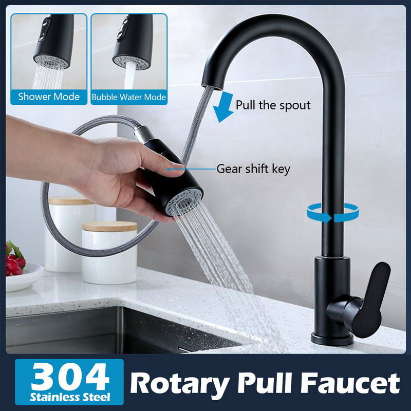 Kitchen Faucets  stainless steel Pull Out Kitchen Sink Water Tap Mixer Stream Sprayer Head