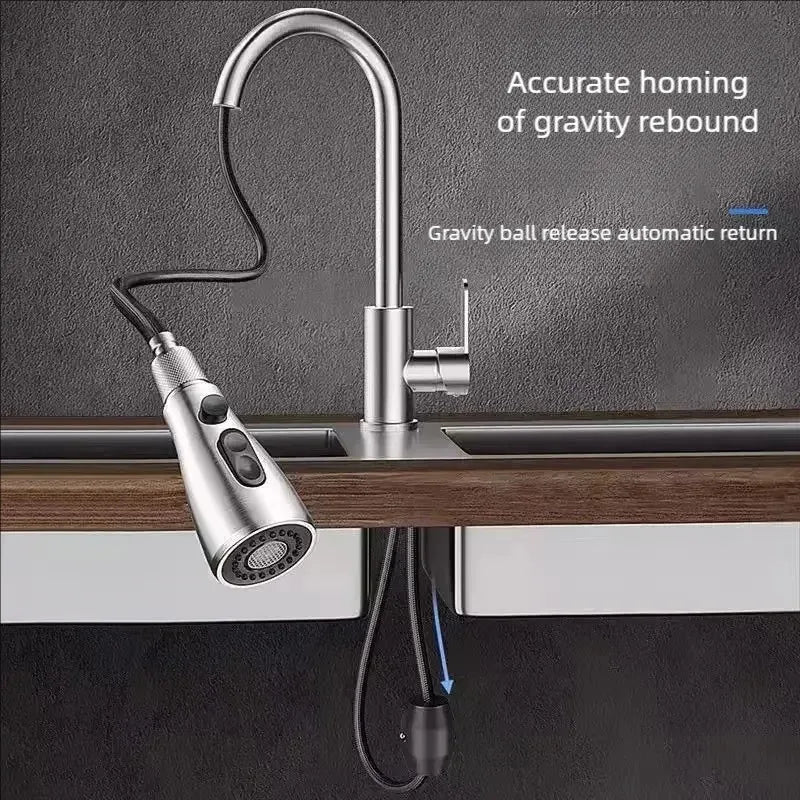 Kitchen Faucets  stainless steel Pull Out Kitchen Sink Water Tap Mixer Stream Sprayer Head