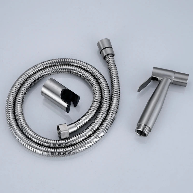 Bidet Sprayer Set 304 Stainless Steel Two Way Faucet With 1.5M Flexible Hose