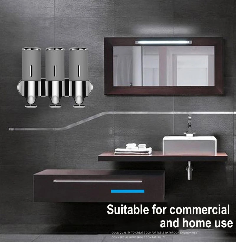 500ML Shampoo Soap Liquid Dispenser Single/Double/Triple Wall Mounted Square Manual Shower Shampoo Liquid Dispenser