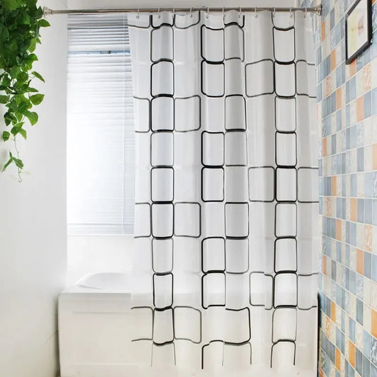 1pc With Pattern Shower Curtain PEVA Waterproof Shower Curtain
