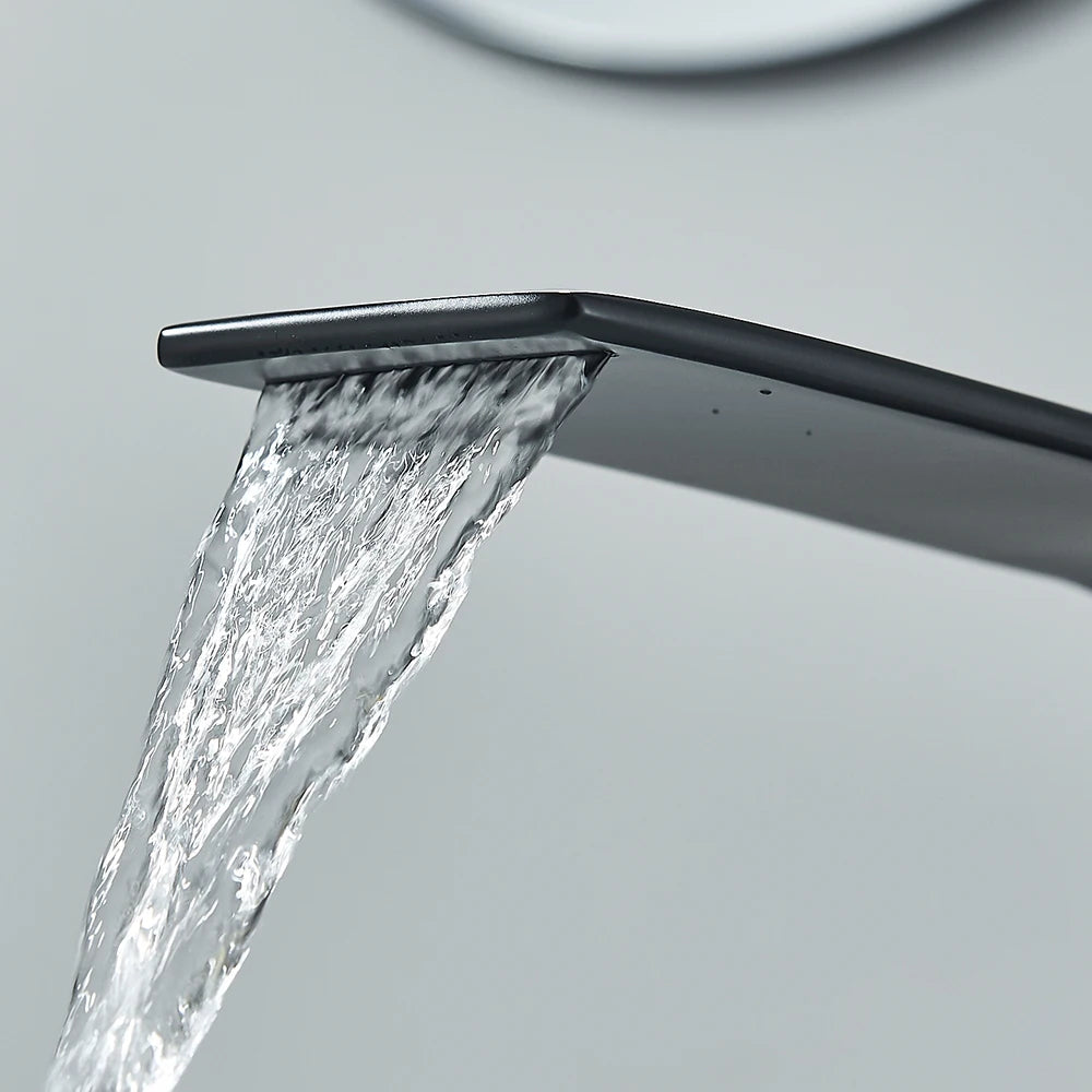 Waterfall Bathroom Sink Faucet Single Handle Basin Faucet Hot Cold Water Mixer