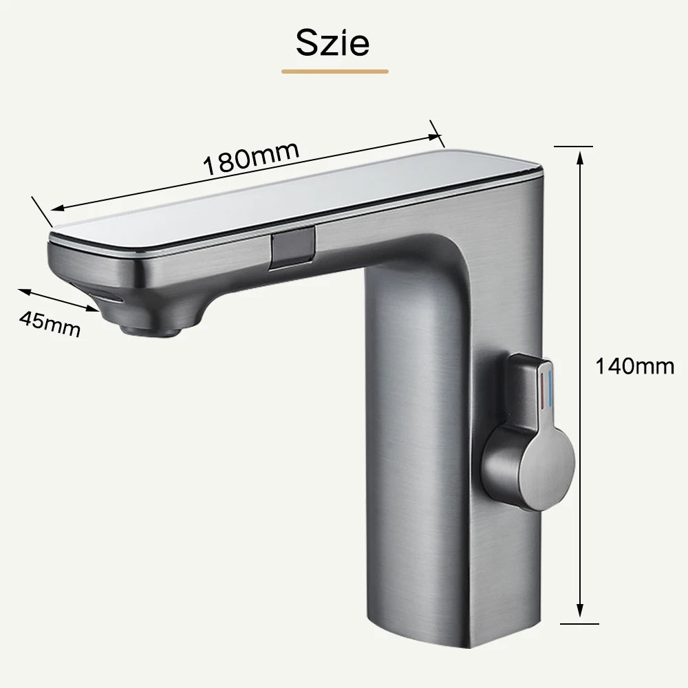 Touchless Sensor Basin Faucet Smart Digital Display  Faucets  Hot Cold Water Mixer
