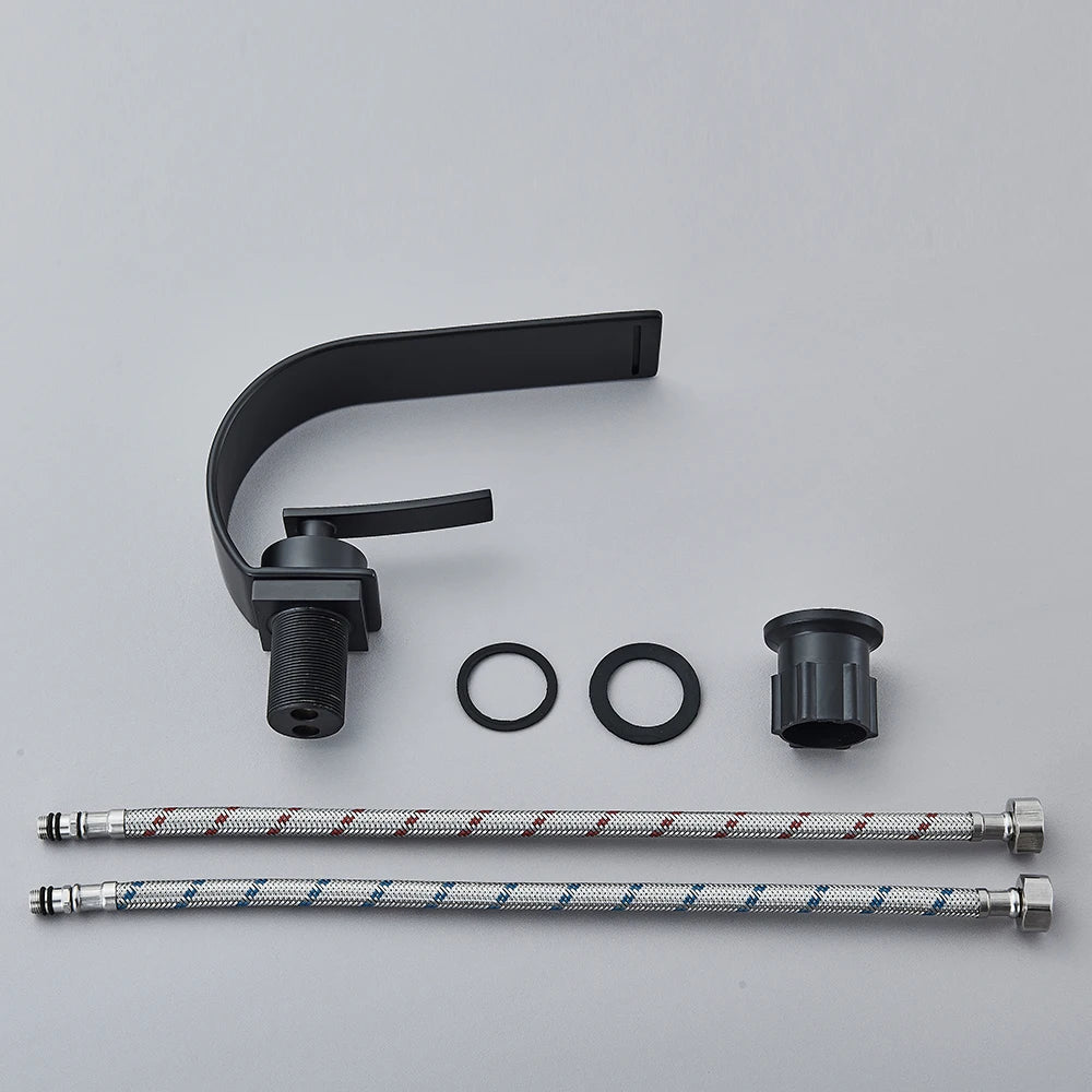 Waterfall Bathroom Sink Faucet Single Handle Basin Faucet Hot Cold Water Mixer