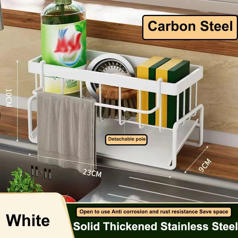 Kitchen Sink Drain Rack Organizer ABS Plastic Self-draining Sink Shelf Soap Sponge Holder Dishcloth Towel Rack filter basket