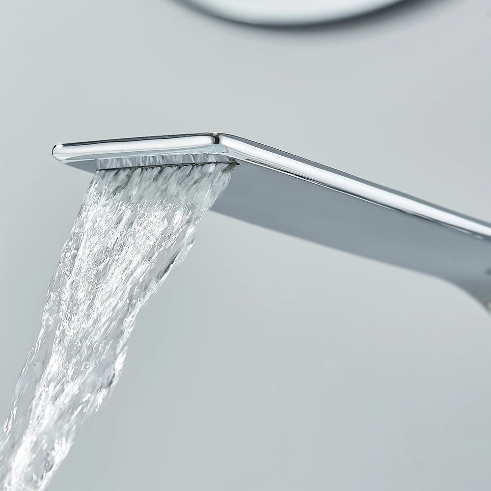 Waterfall Bathroom Sink Faucet Single Handle Basin Faucet Hot Cold Water Mixer