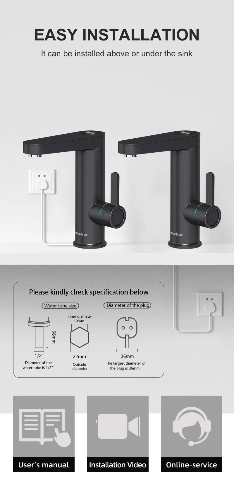 Electric Water Heater Hot Water Faucet 2 in 1 Basin Tap Tankless Geyser 220V Instant Water Heater Faucet