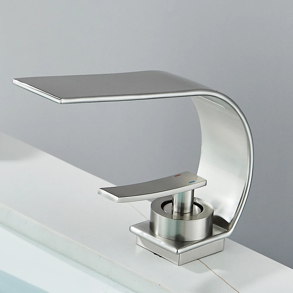 Waterfall Bathroom Sink Faucet Single Handle Basin Faucet Hot Cold Water Mixer