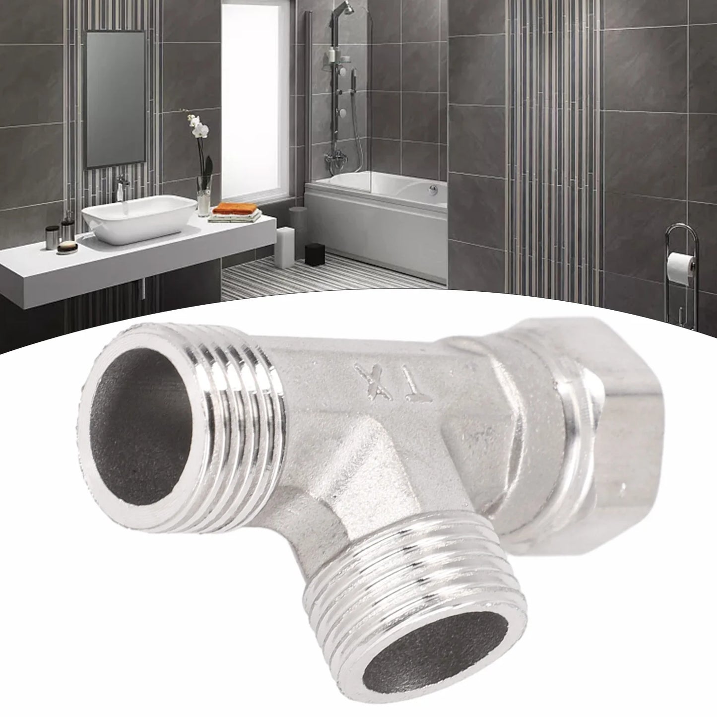 Stainless Steel T Adapter G1/ 2" T-Valve Diverter Valve Three Way Device Hole For Bath Bidet Sprayer Shower