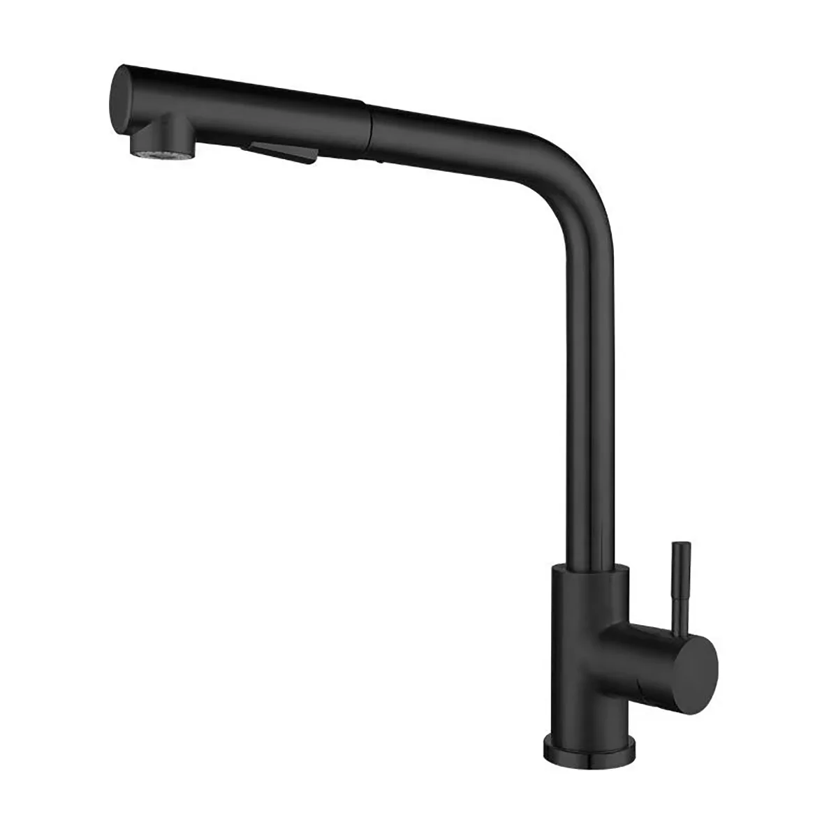 Black silver pull-out rotary kitchen faucet stainless steel hot and cold dual mode