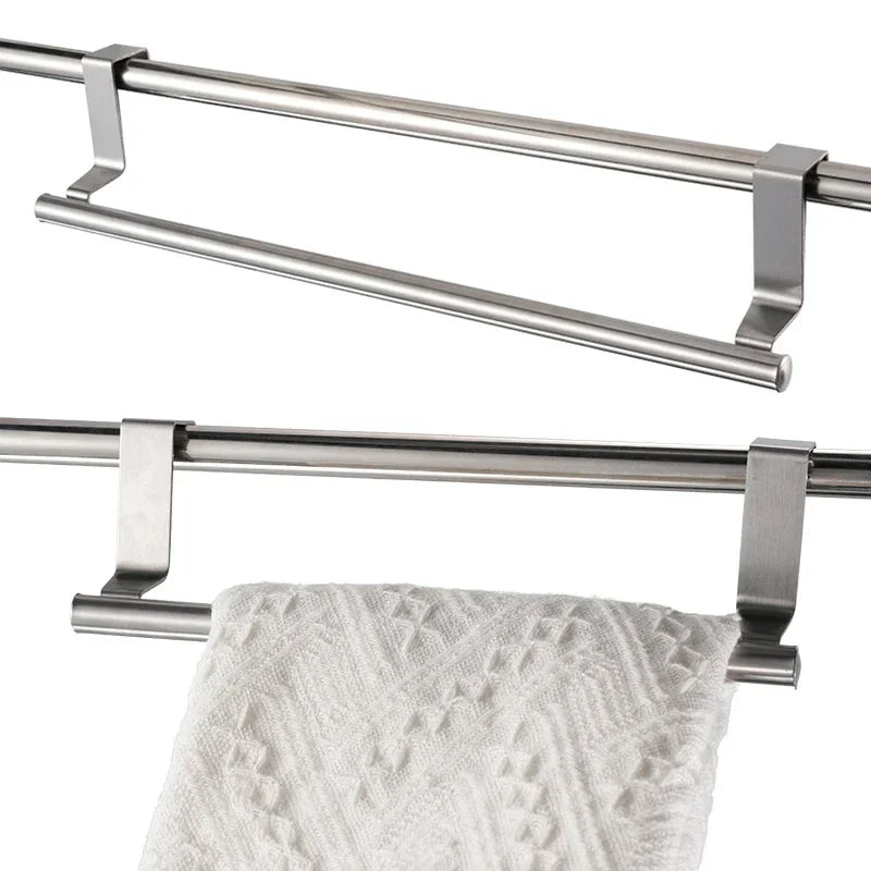Towel Rack Over Door Towel Bar Hanging Holder,Stainless Steel Bathroom Kitchen Cabinet non-drilling rack