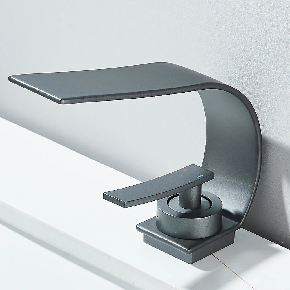Waterfall Bathroom Sink Faucet Single Handle Basin Faucet Hot Cold Water Mixer