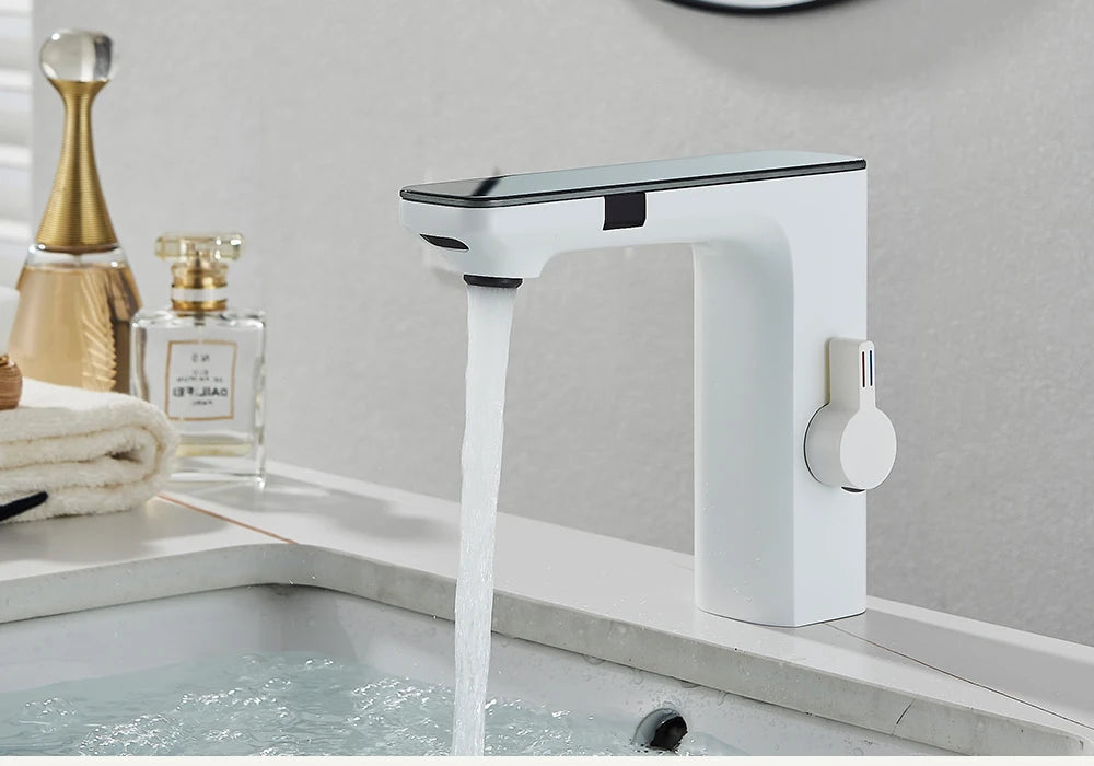 Touchless Sensor Basin Faucet Smart Digital Display  Faucets  Hot Cold Water Mixer