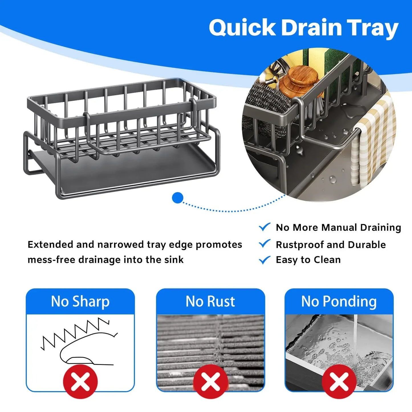 Kitchen Sink Drain Rack Organizer ABS Plastic Self-draining Sink Shelf Soap Sponge Holder Dishcloth Towel Rack filter basket