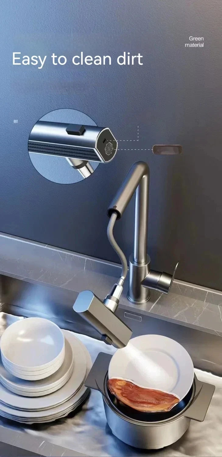 Pull Out Kitchen Faucet, Flexible Hot and Cold Water Kitchen Sink Mixer , Deck Mounted with Stream Shower Mode