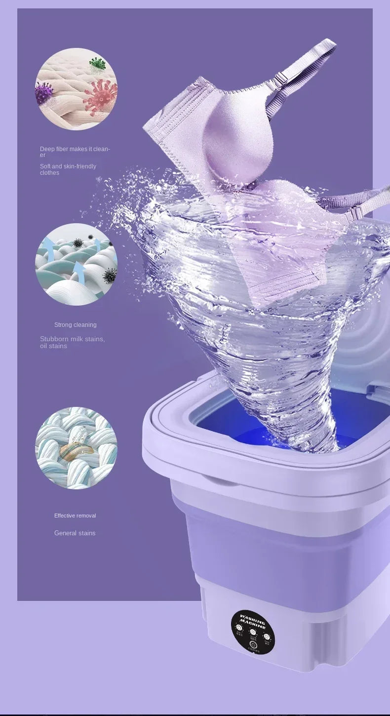 8L Portable Folding Washing Machine Bucket for ,Small Travel Washing Machine
