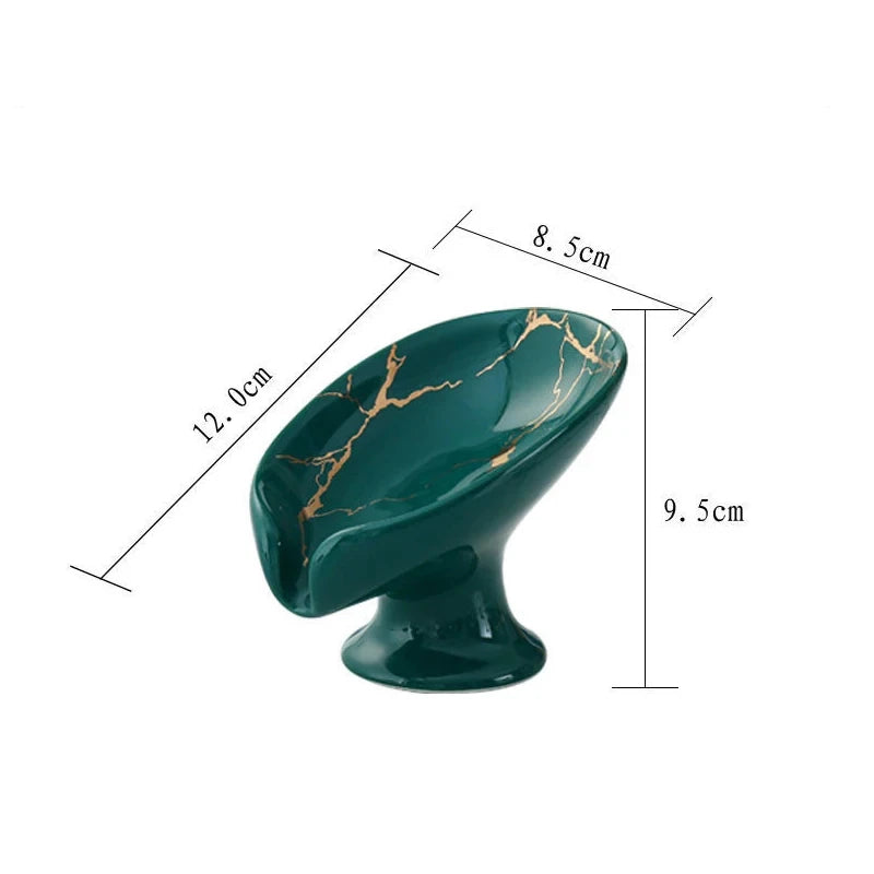 ceramic Leay shower soap holder, drain hole tray