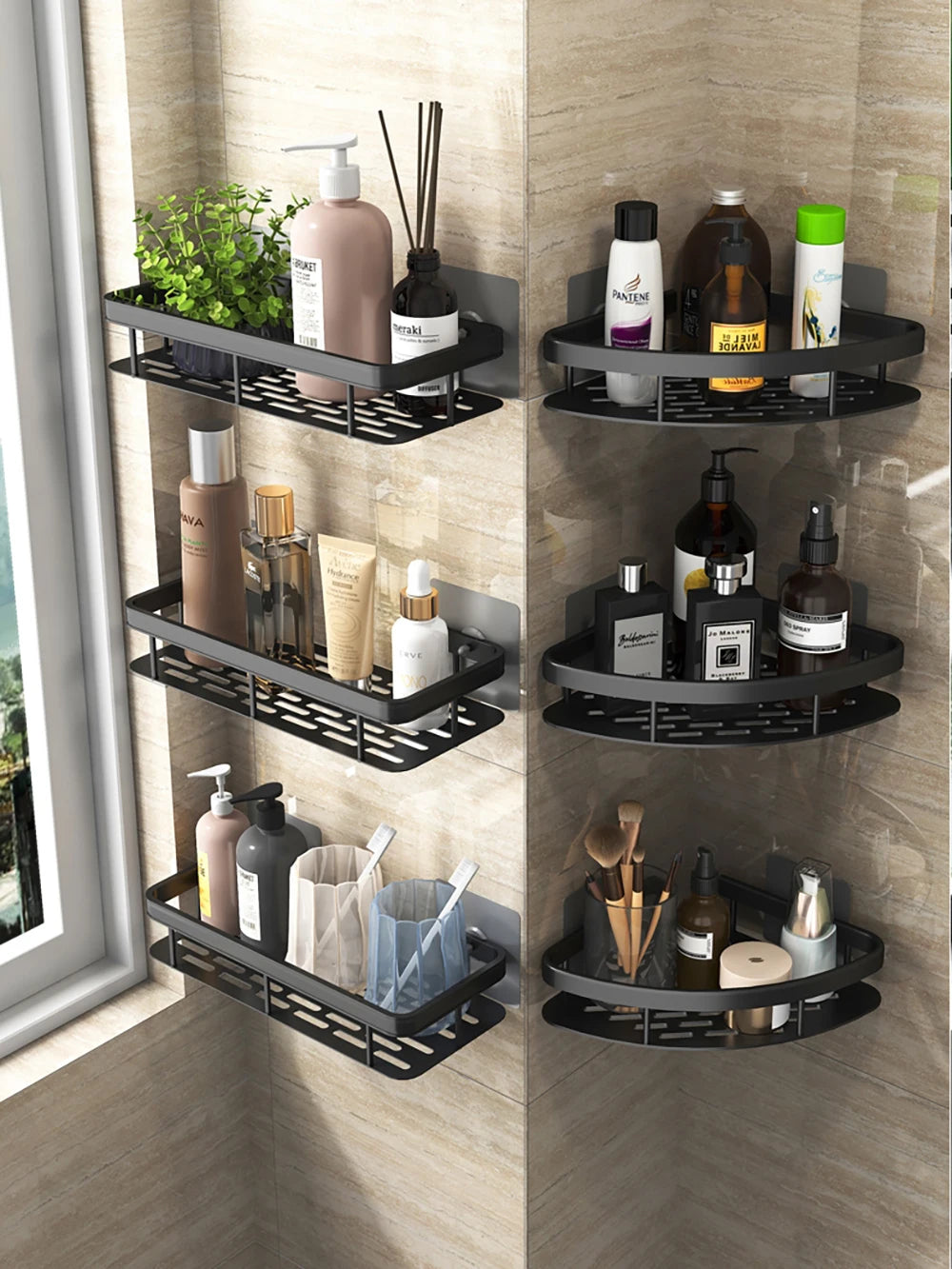 Bathroom Shelf Bathroom  Rack, Wall Shelves, No Drill Shelf