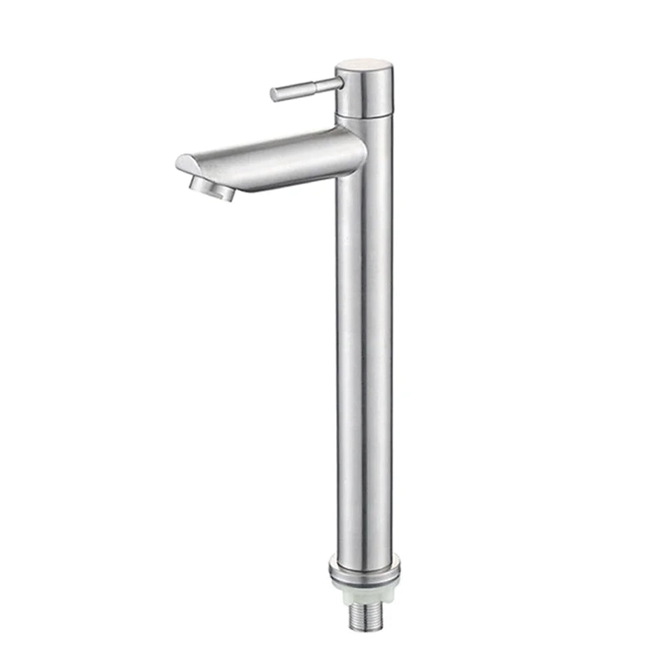 Stainless steel washbasin faucet. Single cold water