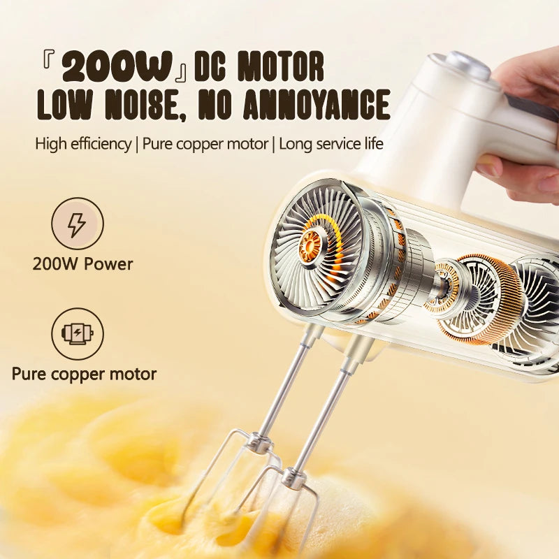 SUNATUR Handheld Electric Mixer  Wireless  Charging ,Egg Beater,  Cream Whipper 200W power 7 - Speed